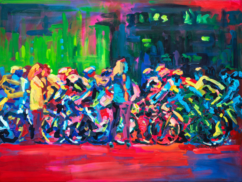 Alena Steinlechner, 2022Acryl auf Leinwand160 x 120 cmRadrennen Mallorca